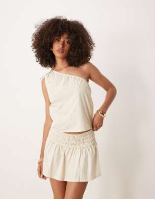 Motel Motel miringa candy striped co-ord one sleeve top in lemon yellow