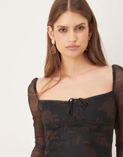 Motel – Modena – Langärmliges Minikleid in Dynamic Rose, 3 von 4