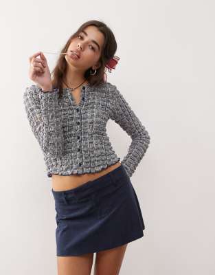 Motel Nadya Baby Cord Mini Skirt In Ink Blue-navy