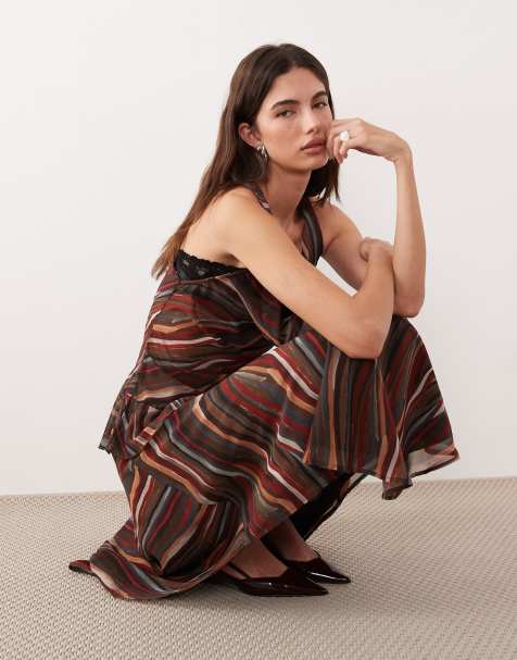 Motel Nakiya ruffled set in multi stripes - view 1