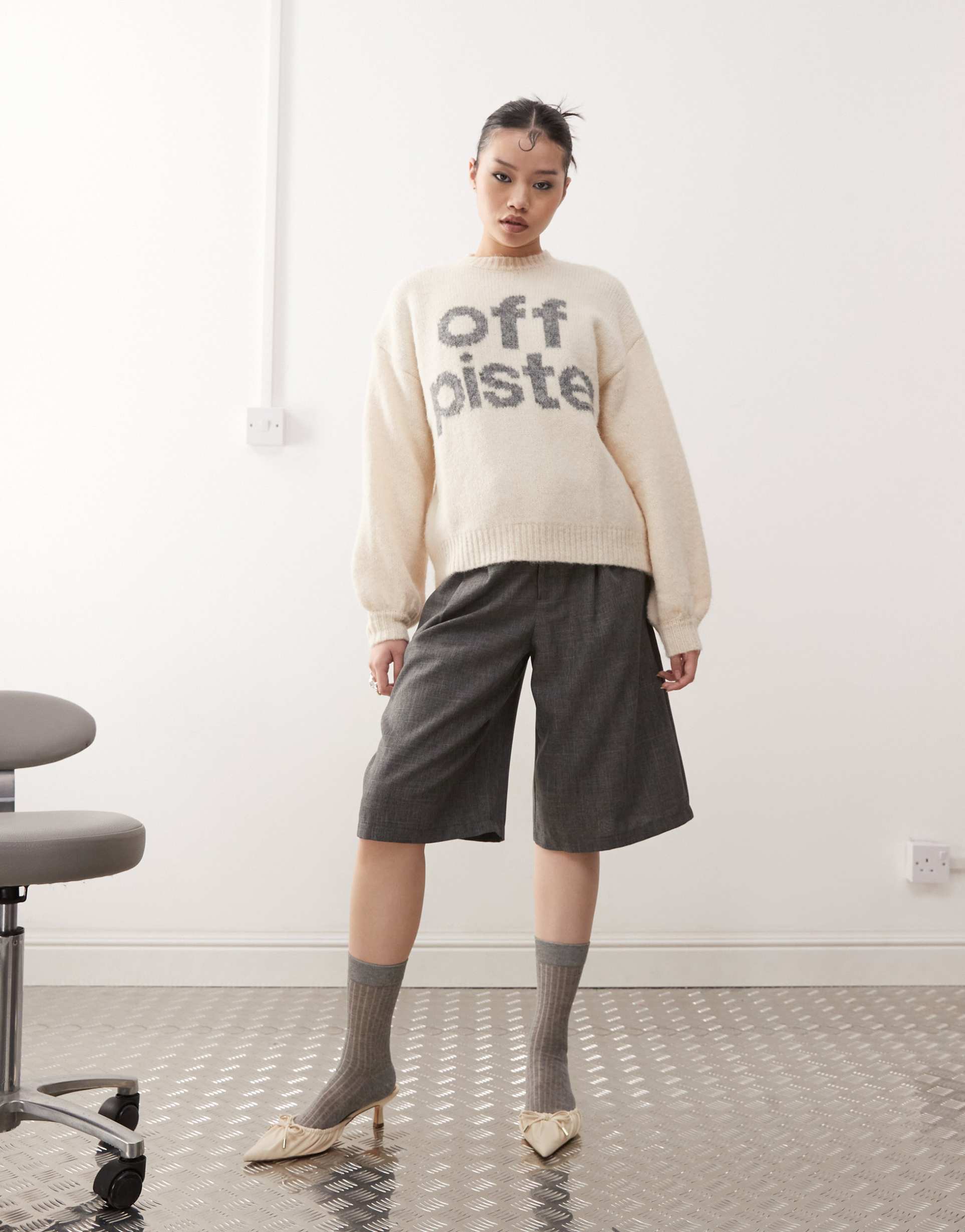 motel namari off-piste fluffy sweater in cream