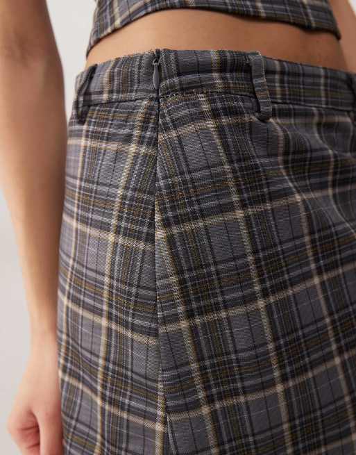 Motel nasia check mini skirt in gray - part of a set, 3 of 5