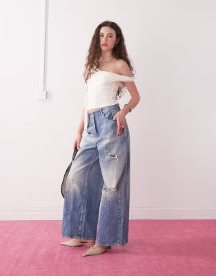 MOTEL NEIDA SLINKY SCOOP NECK DRAPE TOP 