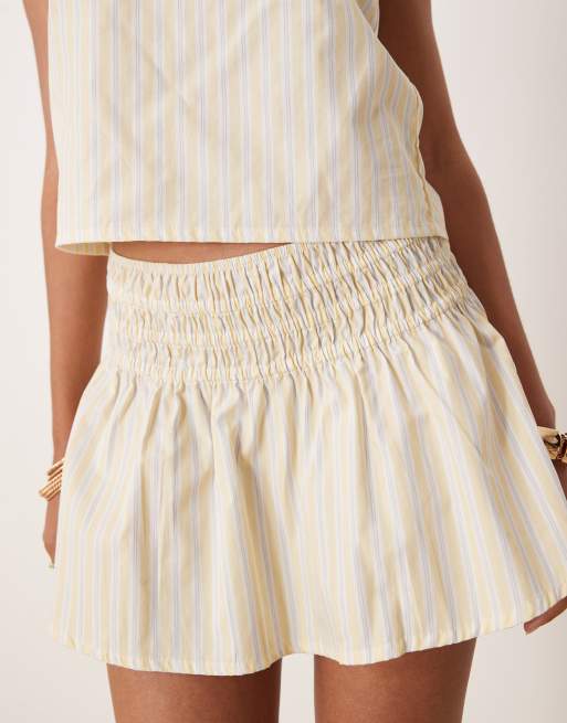Motel nelesi candy stripe mini skirt in lemon yellow - part of a set, 3 of 5
