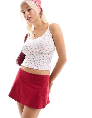 nidya a-line jersey mini skirt in red