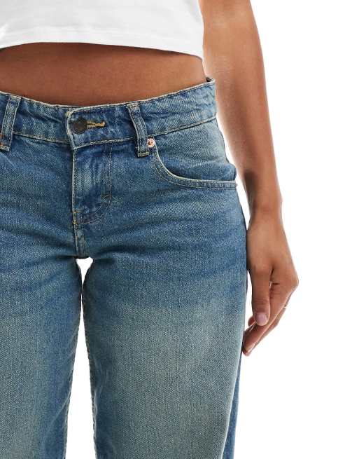 Motel – Niebiesko-zielone jeansy z niskim stanem w stylu vintage, 2 z 5