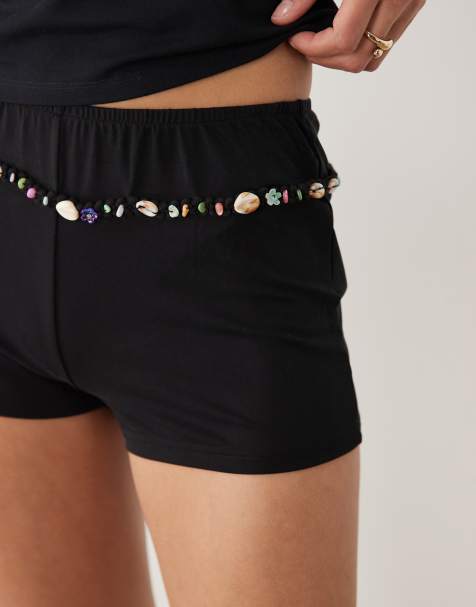 Motel - Nilo - Mini-short orné de perles - Noir - view 1