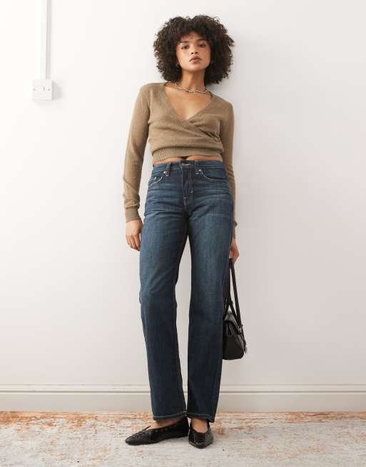Motel Nilza wrap knit longsleeve top in taupe, 2 of 4