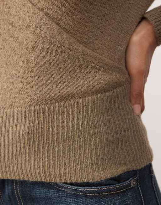 Motel Nilza wrap knit longsleeve top in taupe, 3 of 4