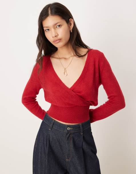 Motel Nilza wrap knitted top in red