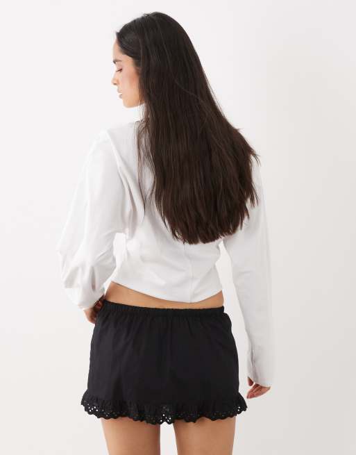 Motel Ninon mini poplin skirt in black, 5 of 5