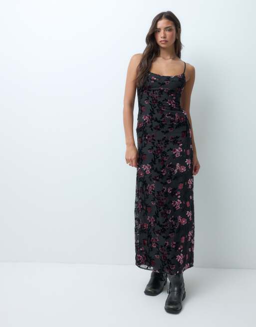 Motel nismara devore floral maxi dress in black, 2 of 5