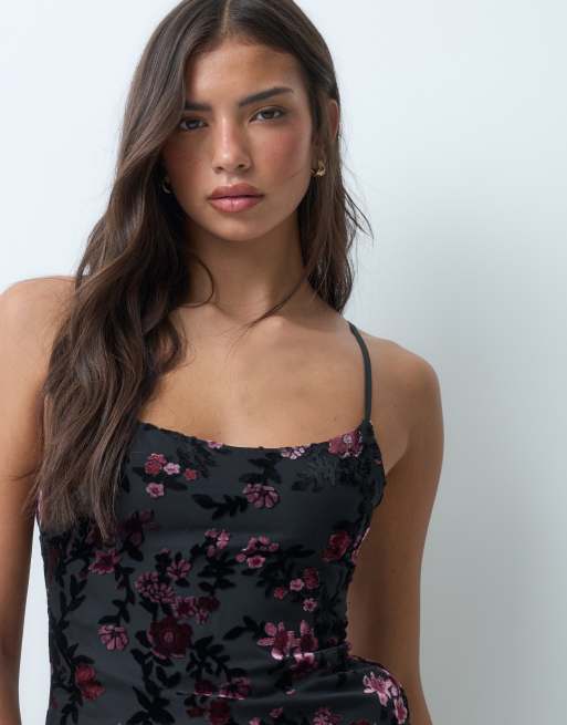 Motel nismara devore floral maxi dress in black, 3 of 5