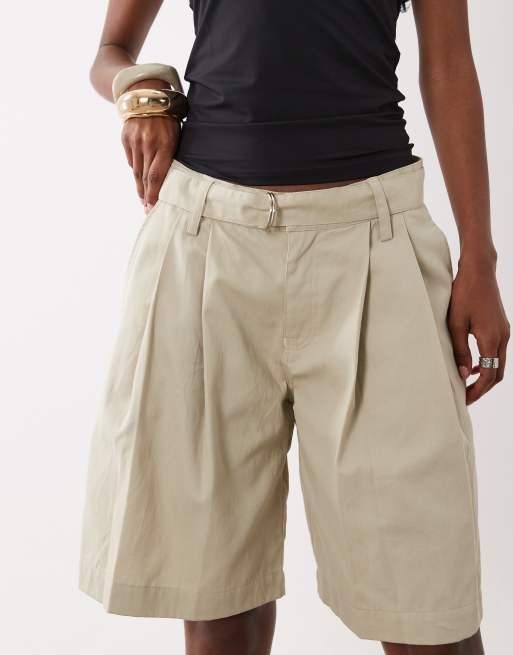 Motel - Niso - Beige skræddersyede longline-shorts , 3 af 5