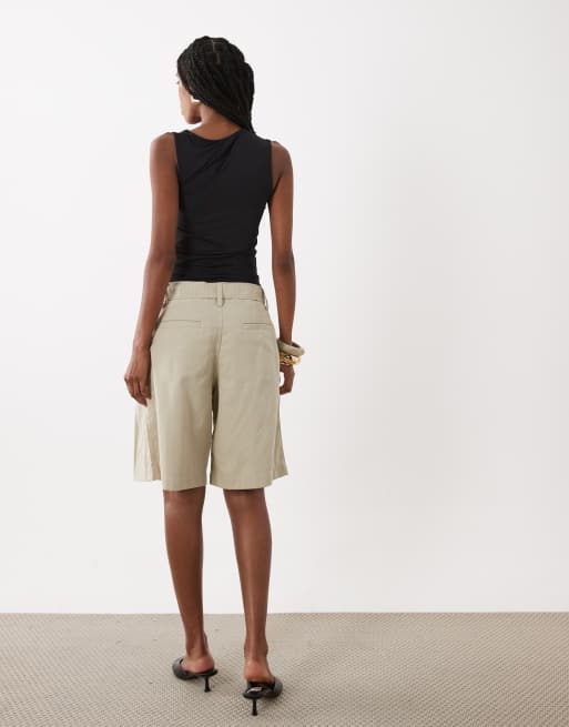 Motel - Niso - Beige skræddersyede longline-shorts , 4 af 5