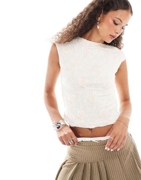 Motel nova floral applique t-shirt in ivory - view 1