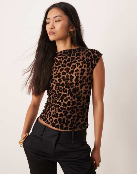 Motel - Nova - Kortærmet overdel med leopardprint i mesh - view 1