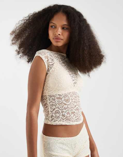Motel Nova lace top in ivory - view 1