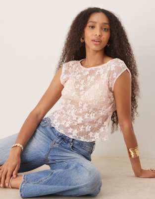 Motel - Nova - T-shirt en dentelle - Rose