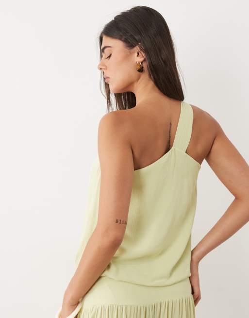 Motel – Nox – Oberteil in Pistaziengrün mit One-Shoulder-Träger, Kombiteil, 4 von 4
