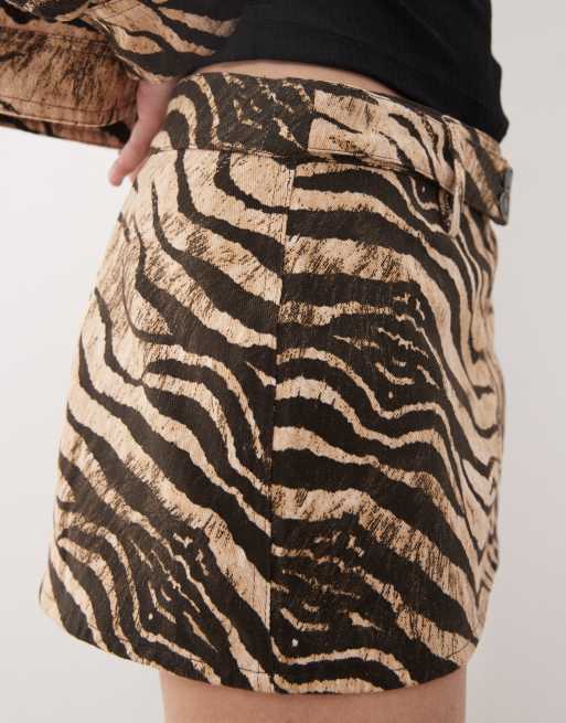 Motel Oiwa wild animal mini skirt in cream and brown - part of a set