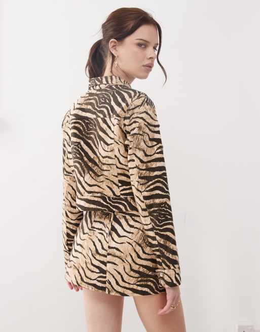 Motel Oiwa wild animal mini skirt in cream and brown - part of a set