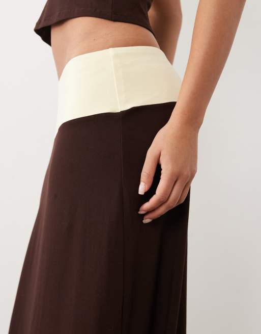 Motel - Olie - Maxi rok in bruin en geel, deel van co-ord set, 5 van 5