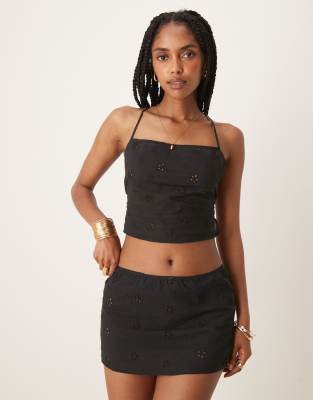 Motel olsa broderie mini skirt in black