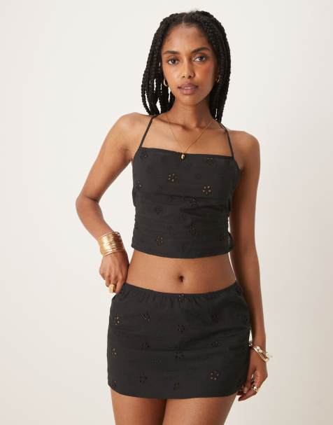 Motel olsa broderie mini skirt in black - view 1