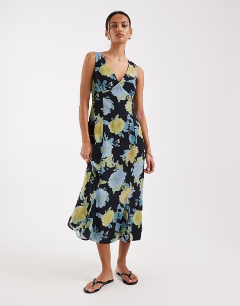 Motel Olydia floral mesh midaxi dress in blue - view 1