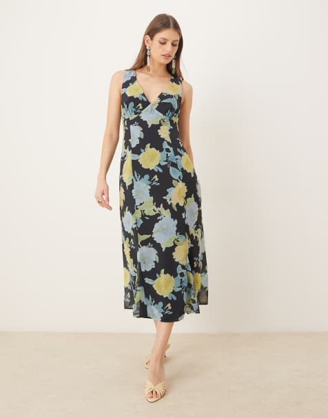 Motel Olydia midaxi floral mesh dress in blue - view 1