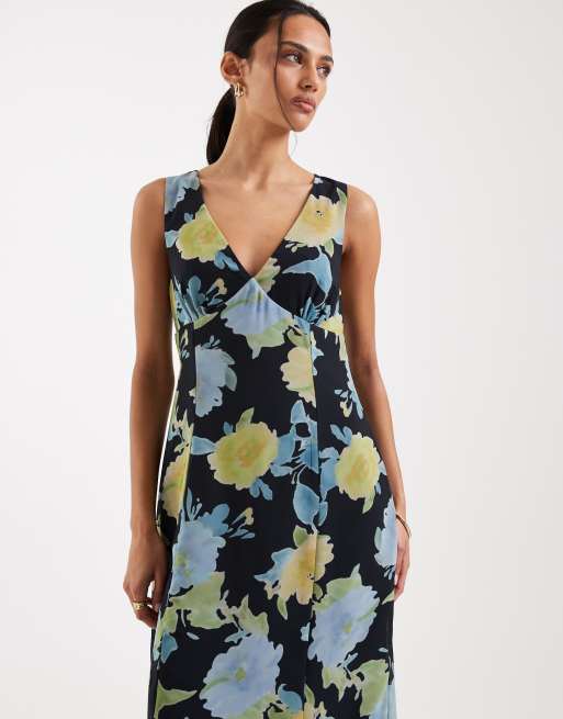 Motel Olydia midaxi floral mesh dress in blue, 2 of 4