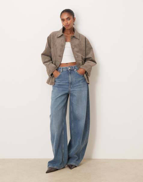 Motel Orson faux suede jacket in olive grey - view 1