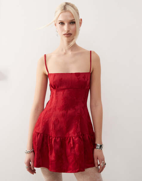 Motel oshi open back mini cami dress in red - view 1