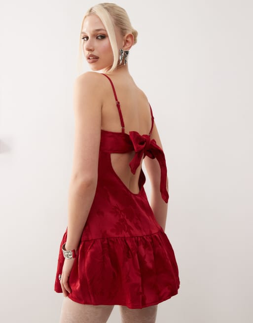 femme luxe red satin dress Jluxlabel Women's Victoria Satin Maxi Dress