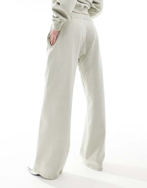 Motel oversized embroidered wide leg joggers co-ord in grey, 3 of 5