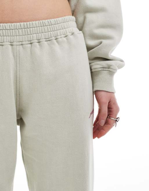 Motel oversized embroidered wide leg trackies in grey (part of a set), 4 of 5