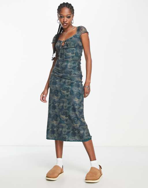 Motel Lunama Dress Tonal Blue Paisley