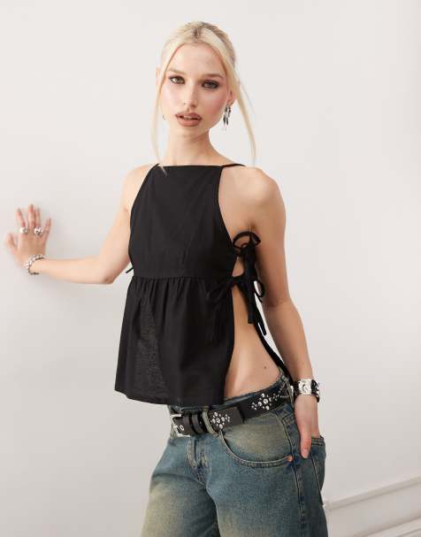 Motel palsi tie-side sleeveless top in black - view 1