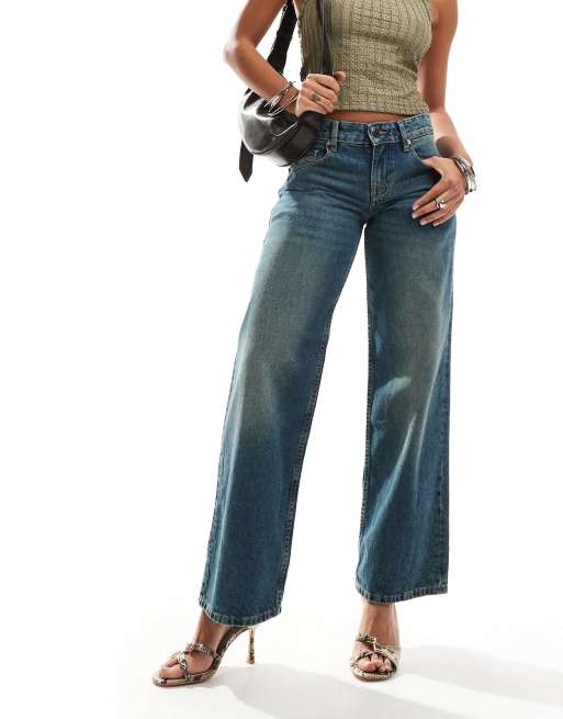 Motel low rise parallel jeans in steel blue