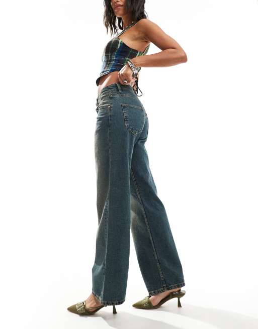 Motel parallel jeans in brown and blue acid