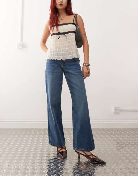 Motel - Parallel - Jeans met lage taille in gebruikt middenblauw - view 1
