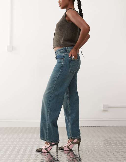 Motel parallel leg low rise jeans in bright blue