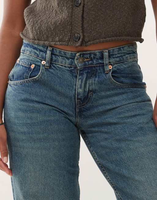 Motel parallel leg low rise jeans in bright blue, 5 of 5
