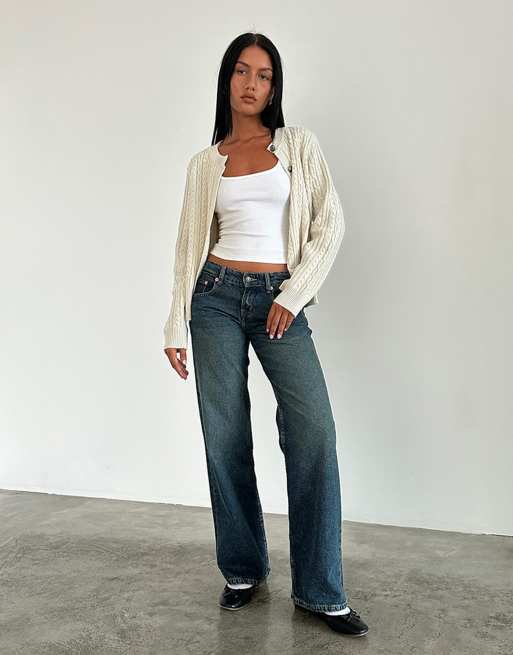 Motel parallel leg low rise jeans in bright blue, 4 of 4