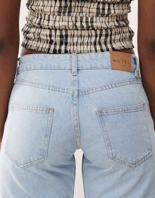 Motel parallel leg low rise jeans in light wash blue