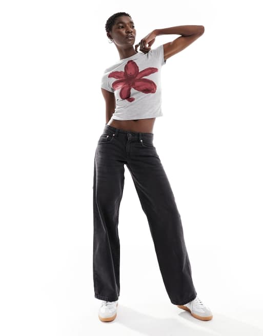 Motel parallel leg low rise jeans in vintage black