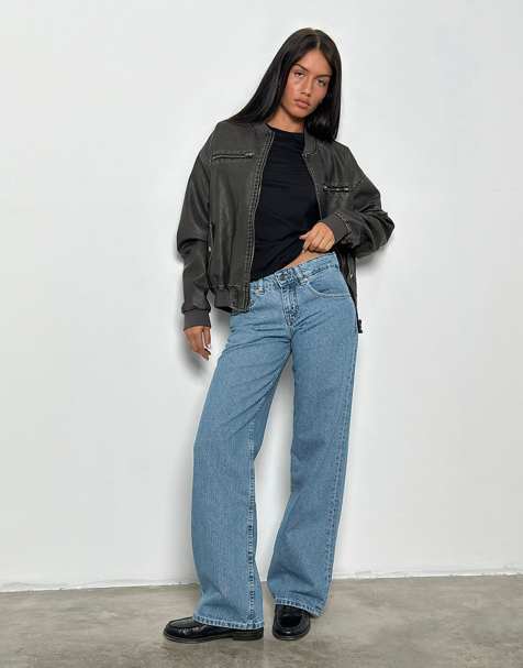 Motel Parallel low rise jeans in blue stone - view 1