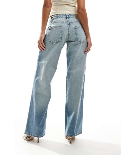 Motel Parallel straight leg low rise jeans in vintage bleach blue - view 1