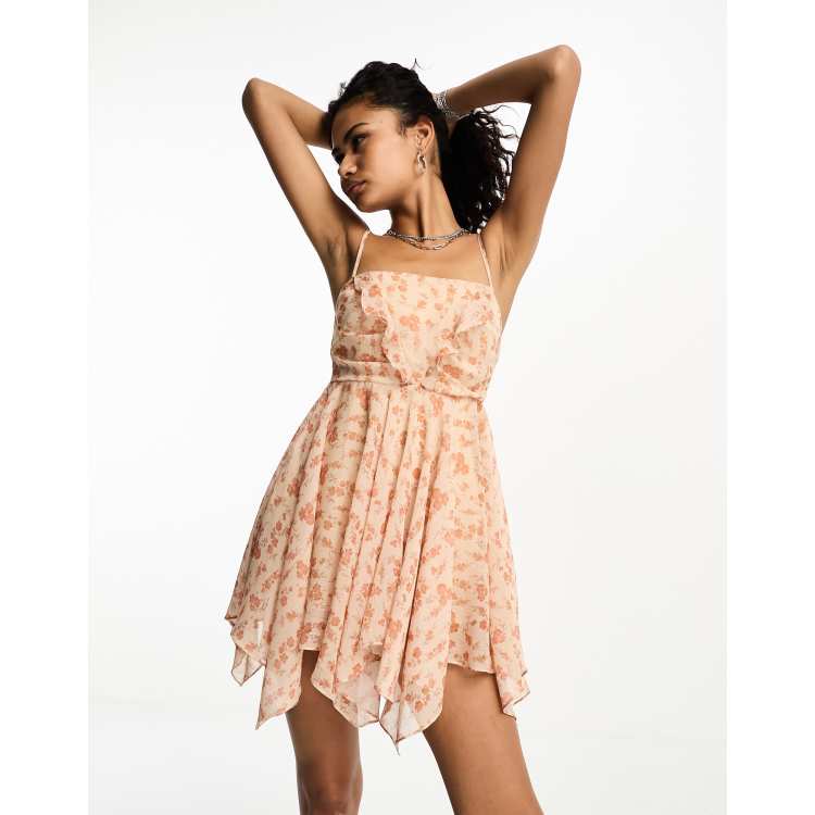 Motel peach cherry blossom print asymmetric cami dress in multi | ASOS